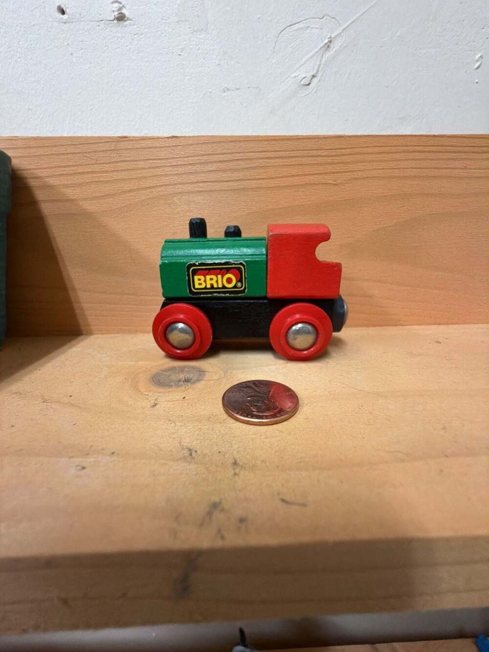Brio Wooden Railway Red Green Black Steam Locomotive Engine